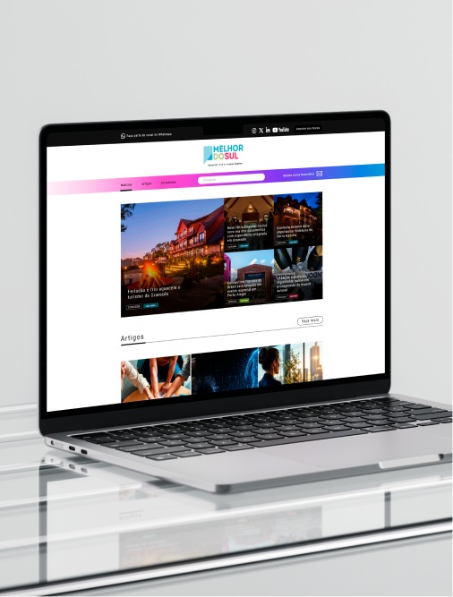Notebook exibindo o portal Melhor do Sul